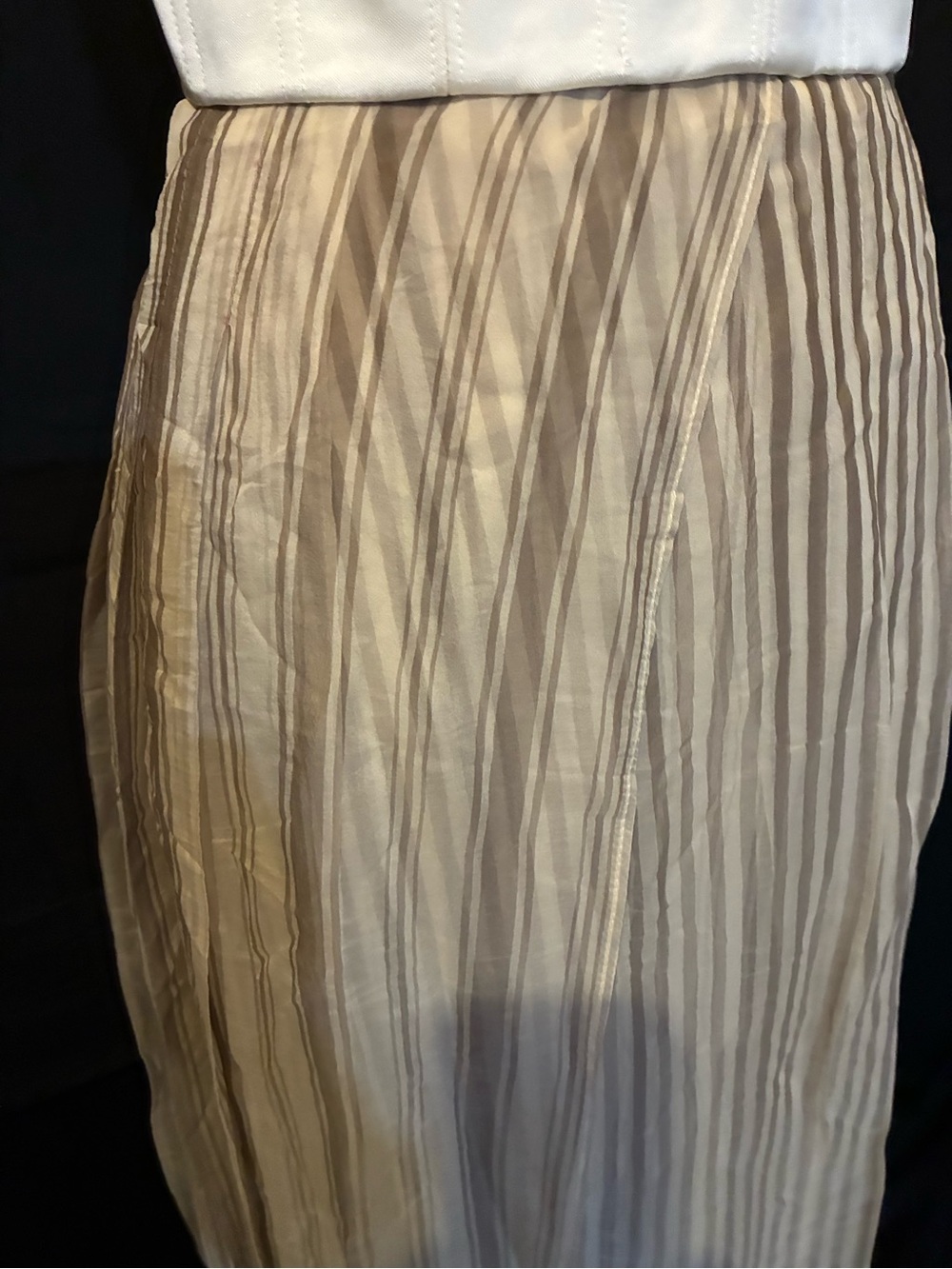 Brunello Cucinelli Silk Cream Tan Pleated Maxi Skirt 8 NWT Made in Italy - Picture 8 of 16